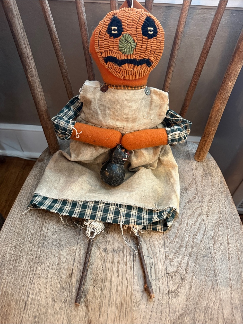 NWT Vintage Primitives By Cathy Pumpkin Face Folk Art Doll